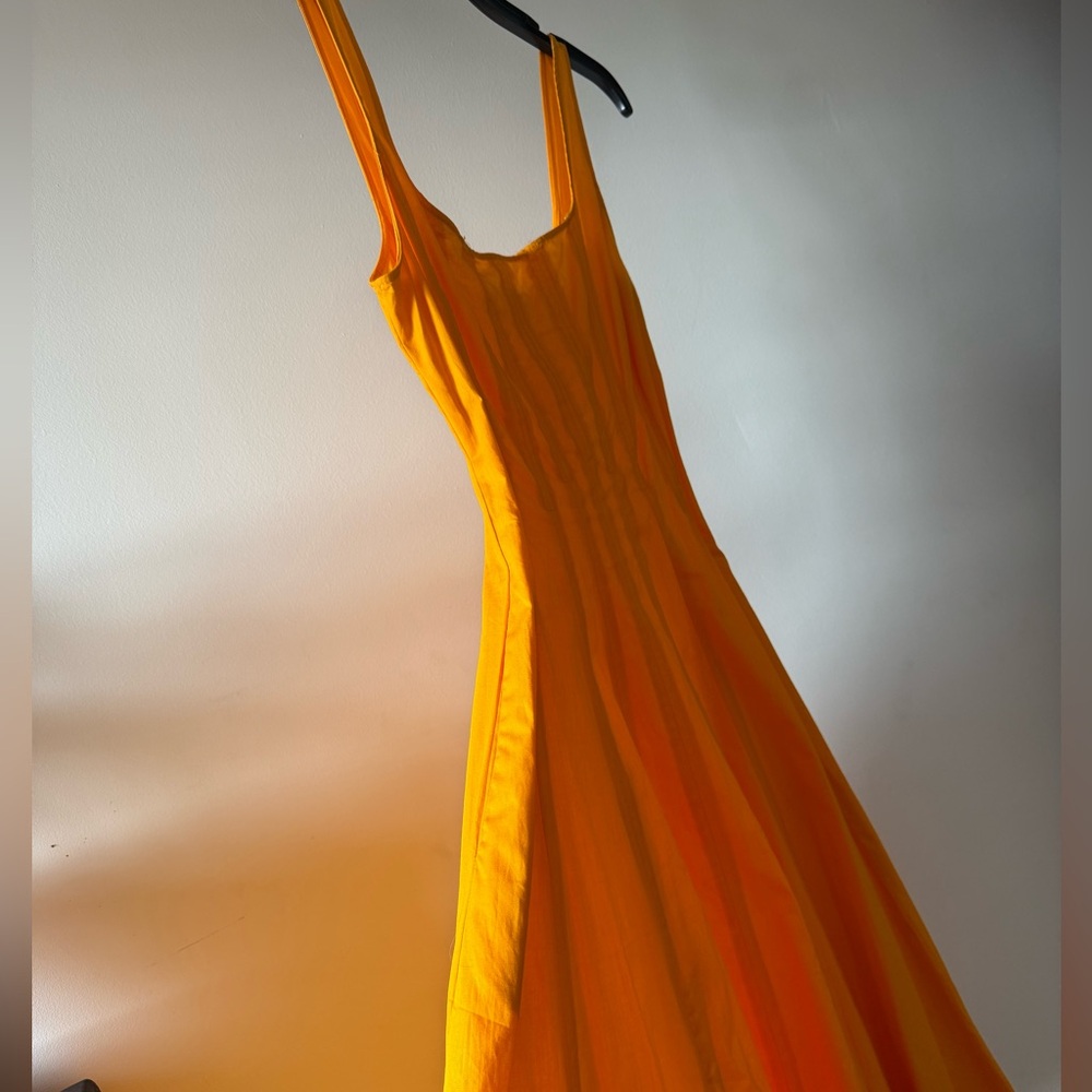 TANGERINE DREAM Orange Cotton Midi Dress